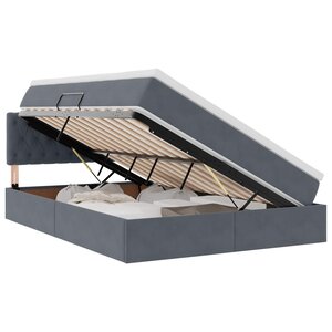 vidaXL Lit de rangement LED avec matelas Gris foncé 140 x 200 cm