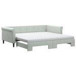 vidaXL Lit de jour et gigogne et matelas gris clair 100x200 cm velours