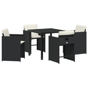 vidaXL Ensemble de jardin 5 pièces avec coussins en rattan poly noir