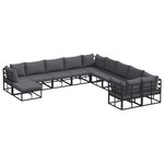 vidaXL Ensemble de canapé de jardin 11 Pièces Noir Aluminium