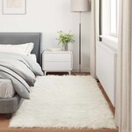 vidaXL Tapis en fausse Tafalla Blanc 100 x 200 cm Polyester