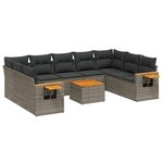vidaXL Salon de jardin avec coussins 10 Pièces gris résine tressée