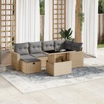 vidaXL Salon de jardin avec coussins 7 Pièces beige résine tressée