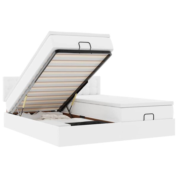 VidaXL Cadre de lit ottoman avec matelas blanc 200x200 cm similicuir