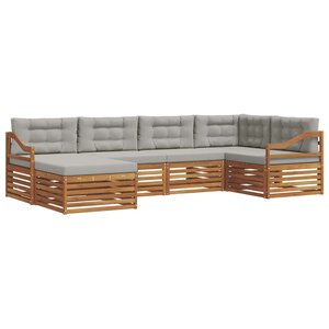 vidaXL Ensemble de canapés d'extérieur 6 pc Gris Naturel et Clair