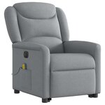 vidaXL Fauteuil inclinable de massage électrique Gris clair Tissu
