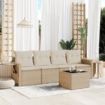 vidaXL Salon de jardin avec coussins 5 Pièces beige résine tressée