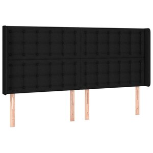 vidaXL Tête de lit avec oreilles Noir 203x16x118/128 cm Tissu
