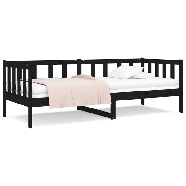 vidaXL Lit de jour Noir 90x190 cm Bois de pin massif