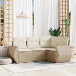 vidaXL Salon de jardin avec coussins 4 Pièces beige résine tressée