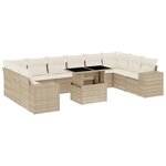vidaXL Salon de jardin 11 Pièces avec coussins beige résine tressée