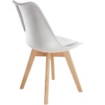 Lot de 6 chaises pieds en bois clair siège de salon cuisine salle à manger design minimaliste épuré ergonomique blanc 08_0000139