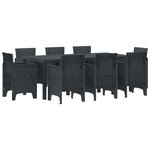 vidaXL Ensemble de salle à manger de jardin 9 Pièces Anthracite