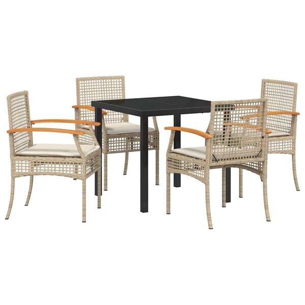 vidaXL Ensemble de salle à manger pour jardin 5 Pièces Beige polyrotin