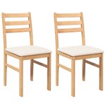 vidaXL Chaises à manger coussins 2 Pièces bois massif caoutchouc