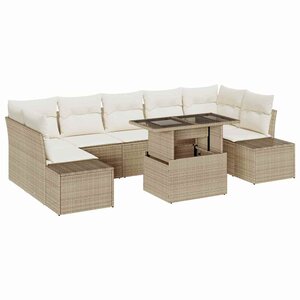 vidaXL Ensemble de canapé de jardin avec coussin 8 Pièces Beige et crème