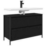 vidaXL Meuble de salle de bain lavabo tiroirs chêne noir 90x34 5x60 cm