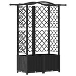 vidaXL Lit Élevé avec Treillis et Toit Noir 122 x 40 x 138 cm PP
