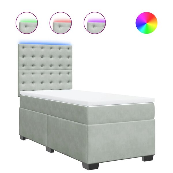 vidaXL Sommier à lattes de lit et matelas Gris clair 80x200 cm Velours