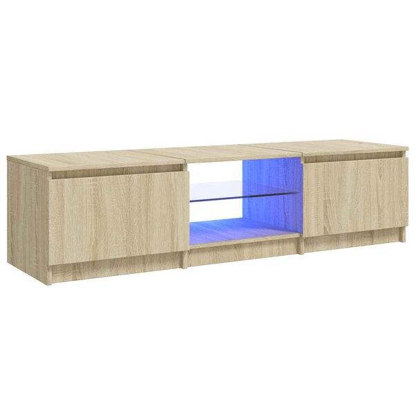 vidaXL Meuble TV avec lumières LED chêne sonoma 140x40x36 cm
