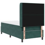 Lit à ressort vidaXL avec matelas vert foncé 90x200 cm en velours
