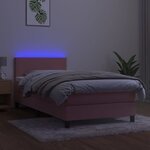 vidaXL Sommier à lattes de lit avec matelas LED Rose 90x190 cm Velours
