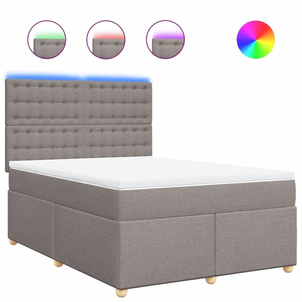 vidaXL Sommier à lattes de lit avec matelas Taupe 140x190 cm Tissu