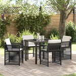 vidaXL Ensemble de salle à manger pour jardin 5 Pièces Noir polyrotin