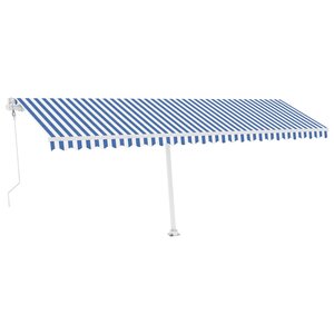 vidaXL Auvent automatique capteur de vent/LED 600x300 cm Bleu et blanc