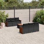 vidaXL Salon de jardin 7 Pièces avec coussins noir résine tressée