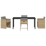 vidaXL Set de 5 chaises de salle à manger de jardin avec coussins beige rattan poly