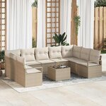 vidaXL Ensemble de canapé de jardin avec coussin 10 Pièces Beige  Crème