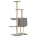 vidaXL Arbre à chat avec griffoirs en sisal Gris clair 145 cm