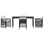 Ensemble de Salle à Manger de Jardin 5 Pièces avec Coussins Noir Poly Rattan