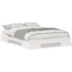 vidaXL Cadre de lit surélevé avec stockage Blanc Bois massif en pin