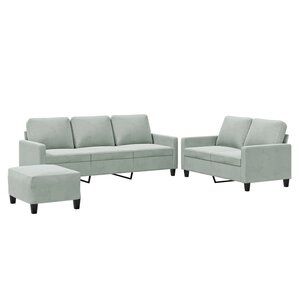 vidaXL Ensemble de canapés 3 Pièces avec coussins Gris clair Velours