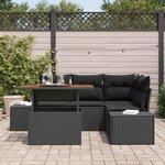 vidaXL Ensemble de canapé de jardin avec coussin 5 Pièces Noir et Marron