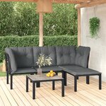 vidaXL Salon de jardin 5 Pièces noir et gris résine tressée