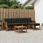 vidaXL Ensemble de canapés d'extérieur 6 pc Naturel et noir