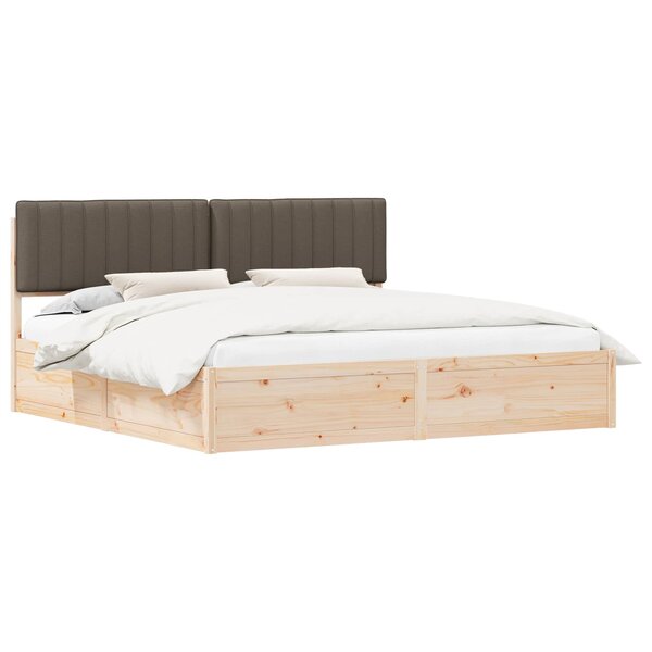 vidaXL Cadre de lit avec tête de lit rembourrée Taupe 200 x 200 cm
