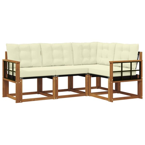 vidaXL Ensemble de canapés d'extérieur 4 pc Naturel et Crème