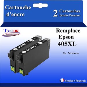 T3AZUR - 2 Cartouches compatibles avec  Cartouche compatible avec Epson 405  405 XL pour Epson Workforce Pro WF-3820 WF-3825 WF-4820 WF-4825 WF-7310 WF-7830 WF-7835 WF-7840 Noire