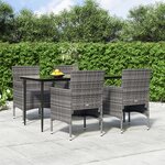 vidaXL Ensemble à manger de jardin et coussins 5Pièces Gris/noir