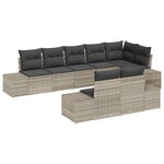 vidaXL Ensemble de Canapés de Jardin 8 Pièces avec Coussins Gris Clair Poly Rattan