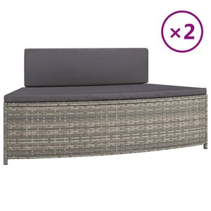 vidaXL Bancs de spa avec coussins lot de 2 gris résine tressée