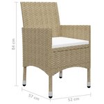 vidaXL Ensemble à manger de jardin 3 Pièces Beige