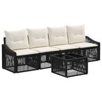 vidaXL Ensemble de canapé de jardin 5 Pièces Noir polyrotin