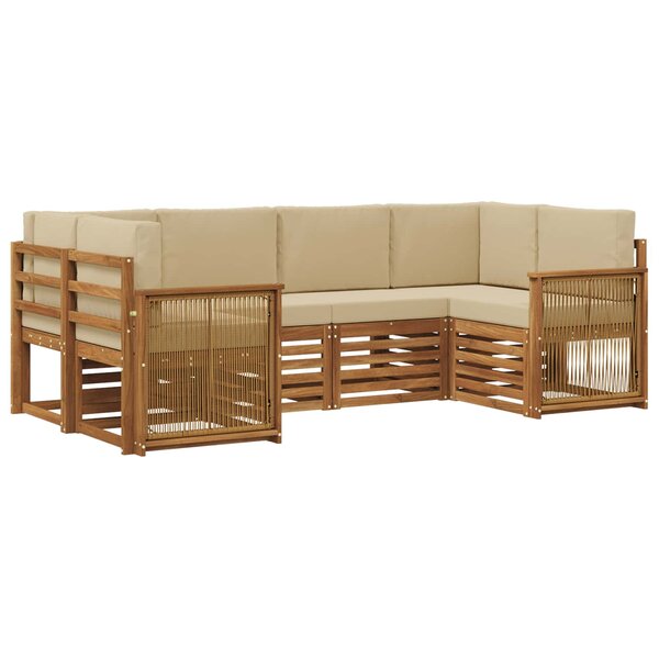 vidaXL Ensemble de canapé d'angle avec coussin 5 Pièces Naturel