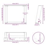 vidaXL Pieds de table basse en U  2 pièces  acier naturel  50 x (42-43) cm