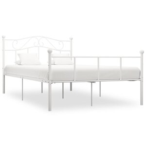 vidaXL Cadre de lit sans matelas et tête de lit blanc métal 160x200 cm